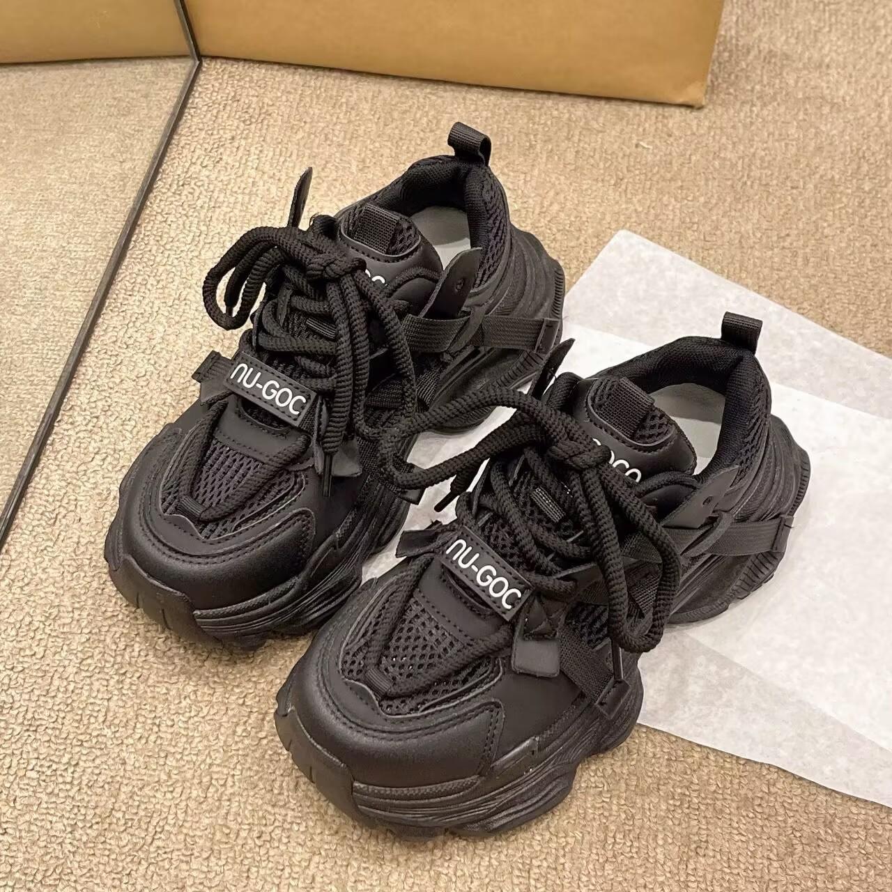 Сетчатые туфли Daddy Shoes женские на платформе Muffin 2025 весна и осень новые универсальные популярные маленькие мужские туфли Daddy Shoes женские 35 чёрный 2279₽