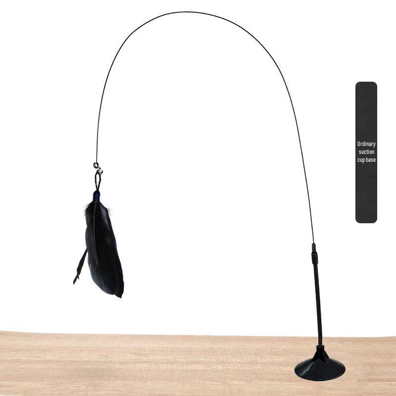 Cat Suction Cup Teaser Wand: Durable Self-Play Kitten Toy with Replaceable Head