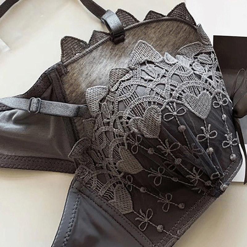 Spitze, kein Stahlring, kleine Brust, gerafft, Anti-Durchhang-Oberteil, verstellbarer Damen-Unterwäsche-BH