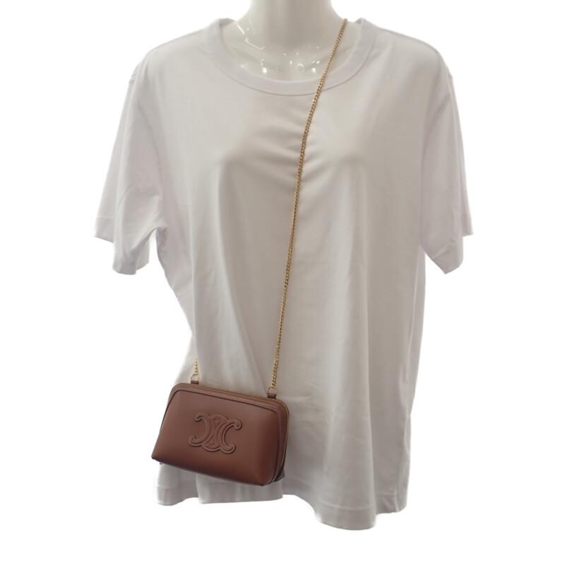 CELINE  10E383DR8.04LU Shoulder Bag Tan Calfskin Women
