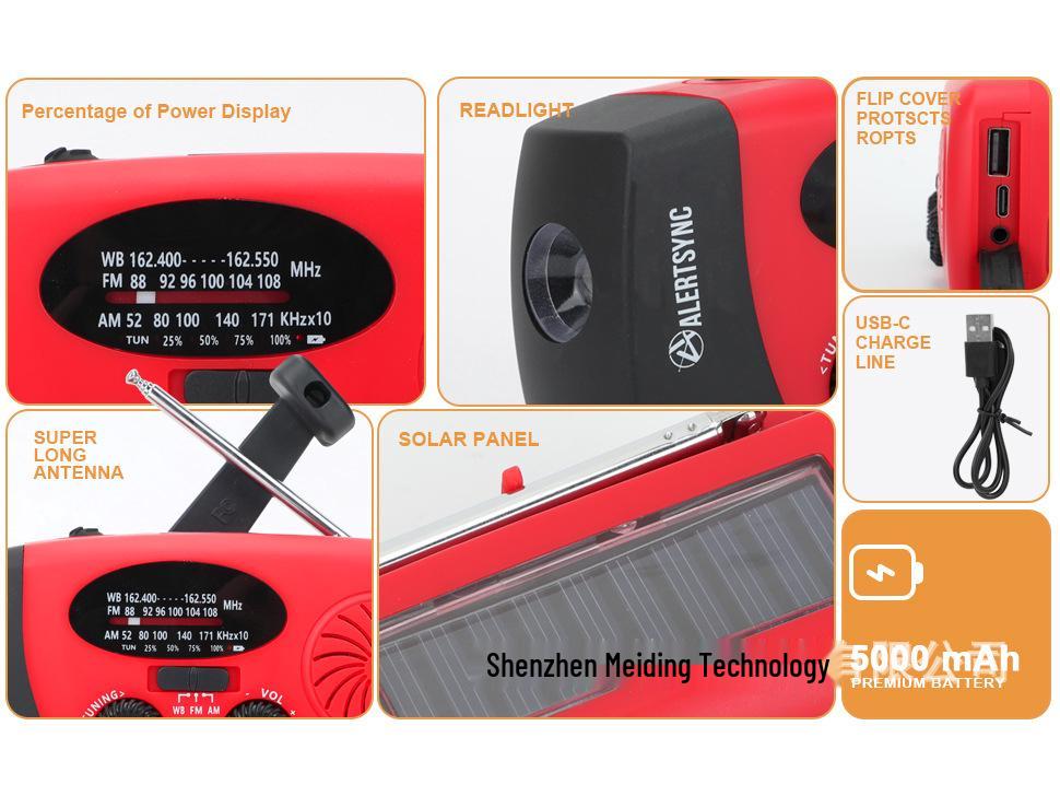 2025 Hand-Crank Solar Emergency Radio with NOAA Alerts