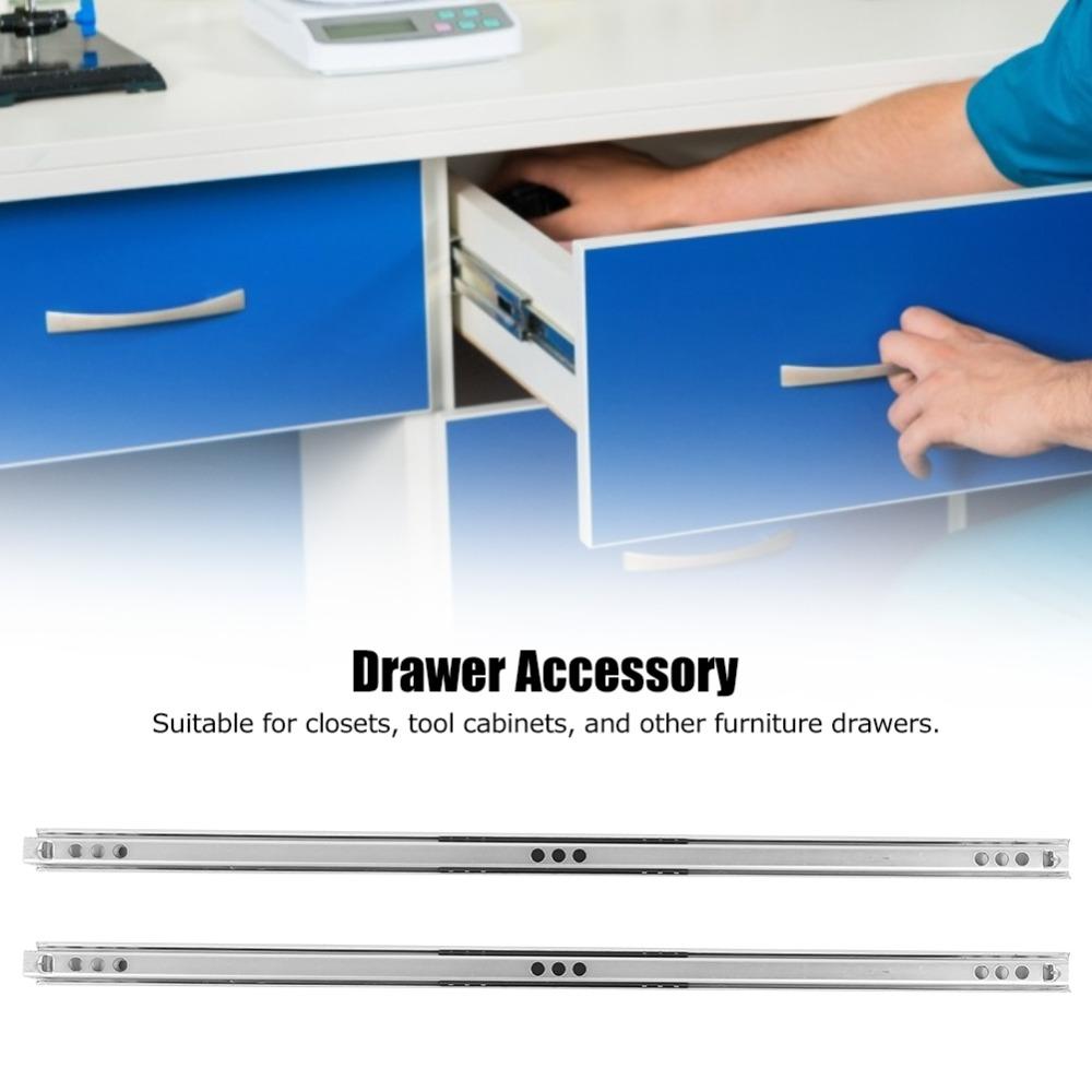 2Pcs Cold-Roll Steel Sheet Drawer Slide Rail Two Way Slide Drawer Slide Track Dresser