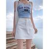 Women's High Waist White Denim Midi Skirt - Summer 2025 A-Line Bodycon Skirt with Anti-Exposure Design