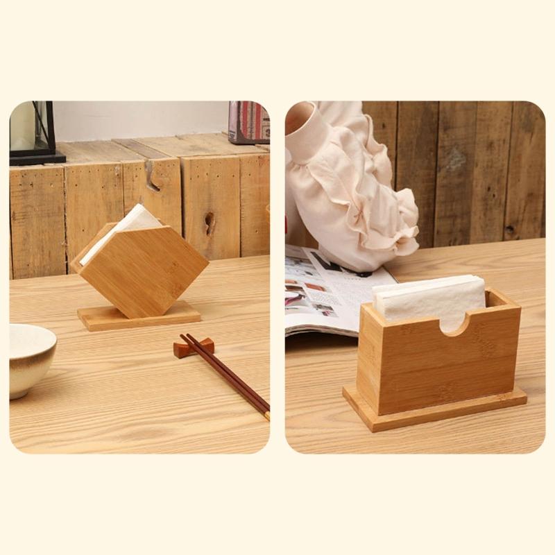 Y3NA Bamboo Tissue Box Cube Fan Draw Paper Napkin Holder Boxes for Home Kitchen Dining Table Decoration Storage
