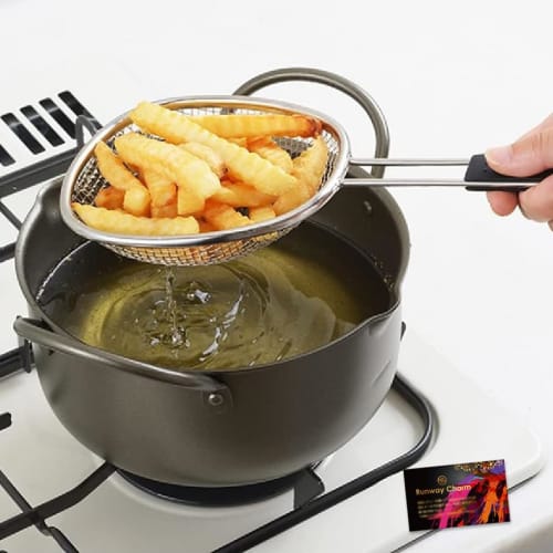 NEIGHBOR CLOWN Oil Drainer, Stainless Steel Strainer, Scooping Strainer with Handles, Made In Japan, Includes RC Sticker (rcti1)