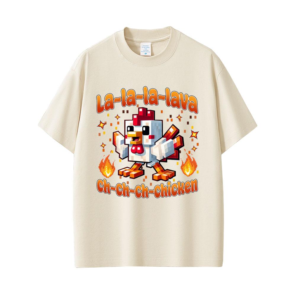  Summer Fashion Lava Chicken Movie Funny Men Women Harajuku Cartoon Short Sleeve T-shirt 100% Pure Cotton Printed T-shirt
