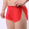 Solid Color Men Ultra-thin Translucent Low Waist Split Boxers Shorts Underwear