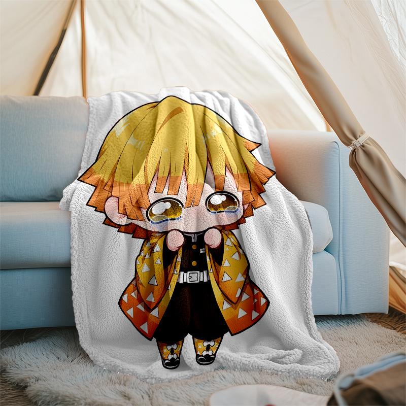 1pc Agatsuma Zenitsu (5) Theme Blanket - Digital Print, Polyester, Cozy for All Seasons, Perfect for Outdoor, and Travel