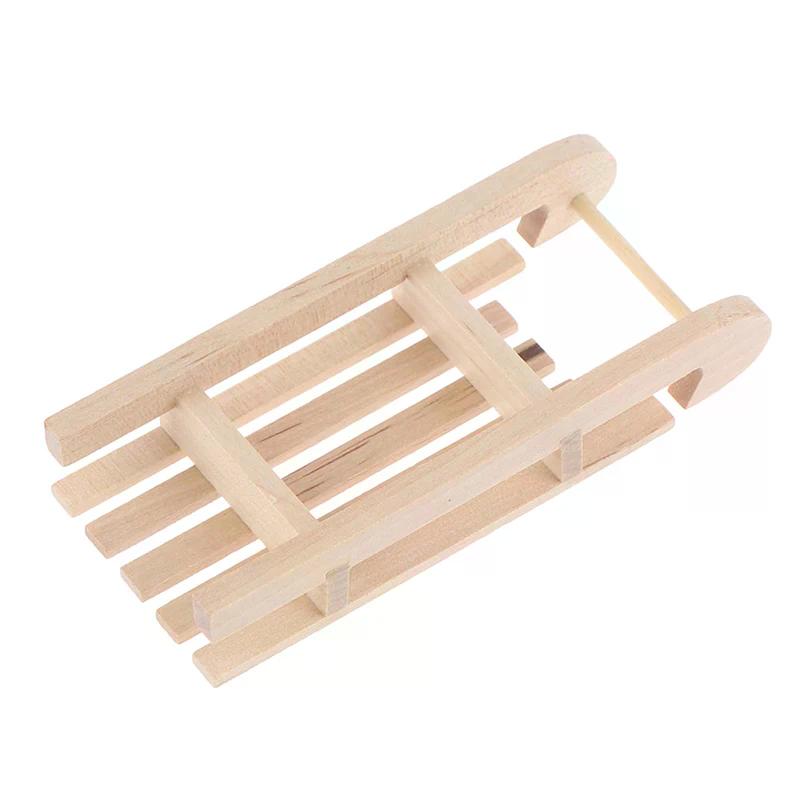 1/12 Dollhouse Miniature Mini Wooden Christmas Sleigh Model Diy Accessory For Kids Creative Play