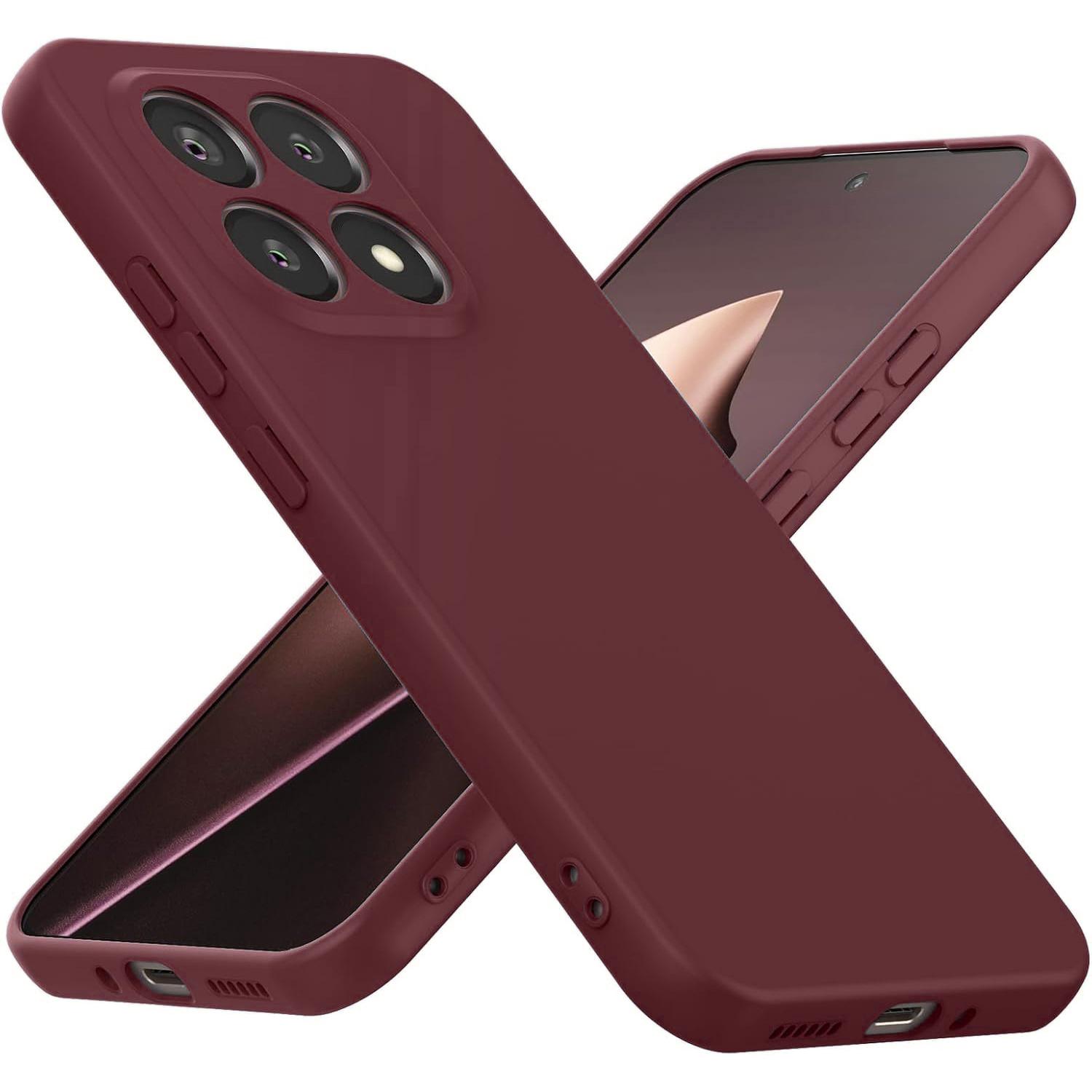 

Мягкий жидкий силиконовый чехол для телефона для Xiaomi 15T / 15T Pro Противоударный чехол Xiaomi 15T темно-красного