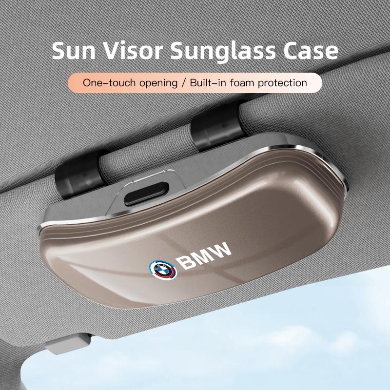 SQKR7 Car Eyewear Case Box Sunglasses Holder Sun Visor Storage Protective Frame Box Glasses Clip For BMW M Performance E46 E90 E60