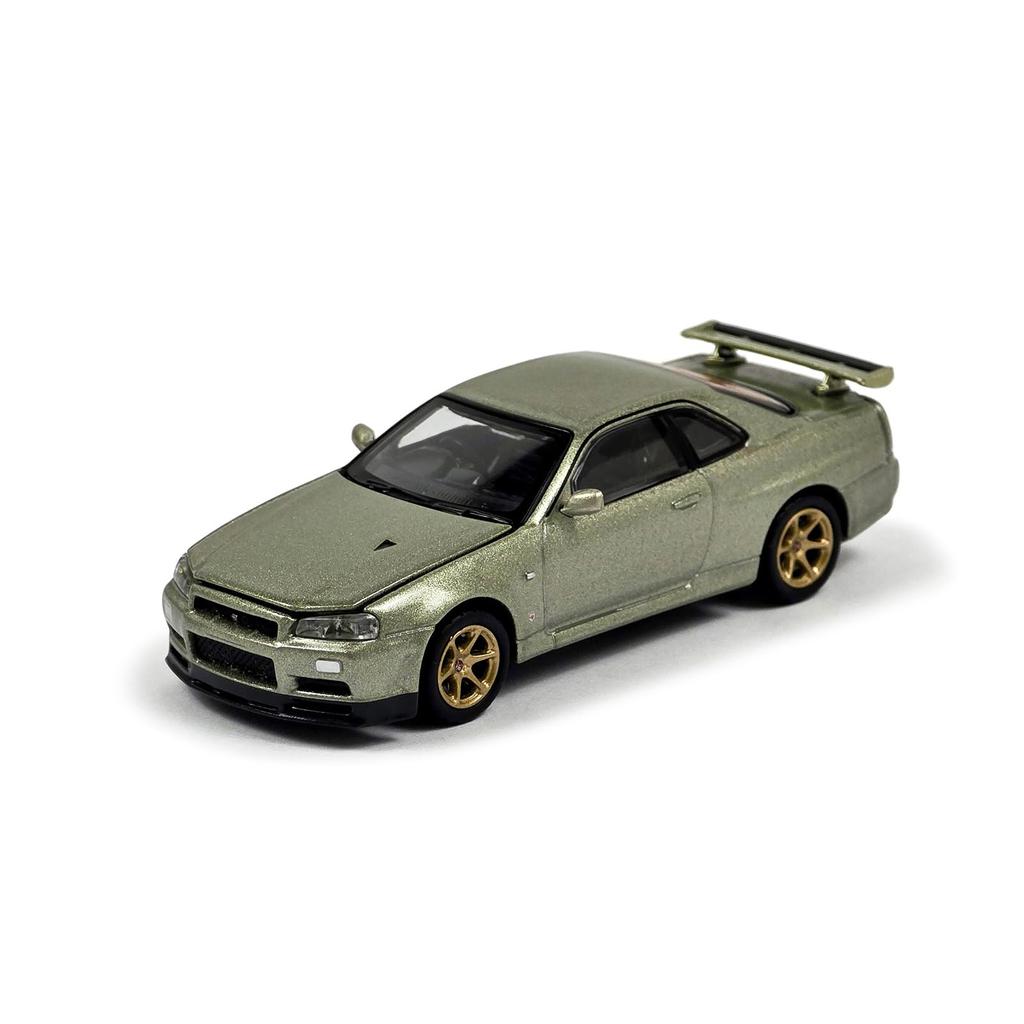 PAUDI MODEL 1/64 Diecast Model Car GT-R R34 Skyline 2000 Nissan V Spec II (Green)