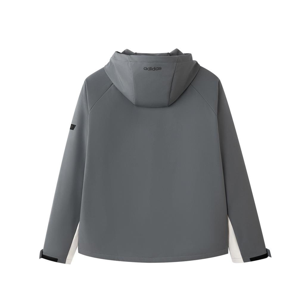 adidas Outdoor Sports Breathable Windproof Warm Casual Three-Proof Hooded Soft Shell Jacket Unisex Jacket Gray KG8968