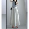 High Waisted Pleated Skirt Pants, Summer White A-line Skirt Pants for Women
