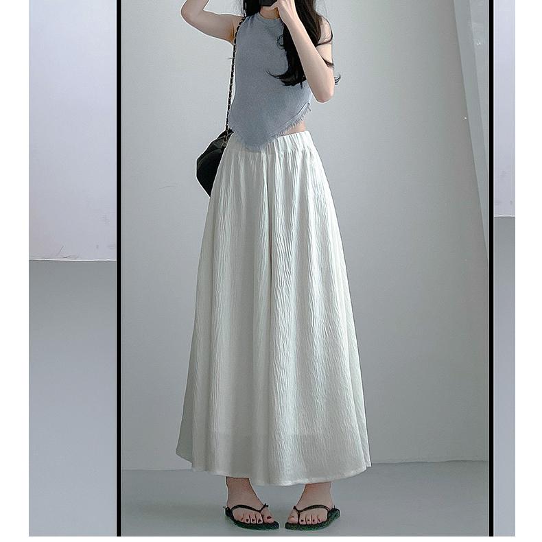 High Waisted Pleated Skirt Pants, Summer White A-line Skirt Pants for Women