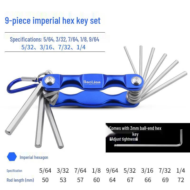 Foldable Metric & Imperial Hex Key and Torx Screwdriver Set