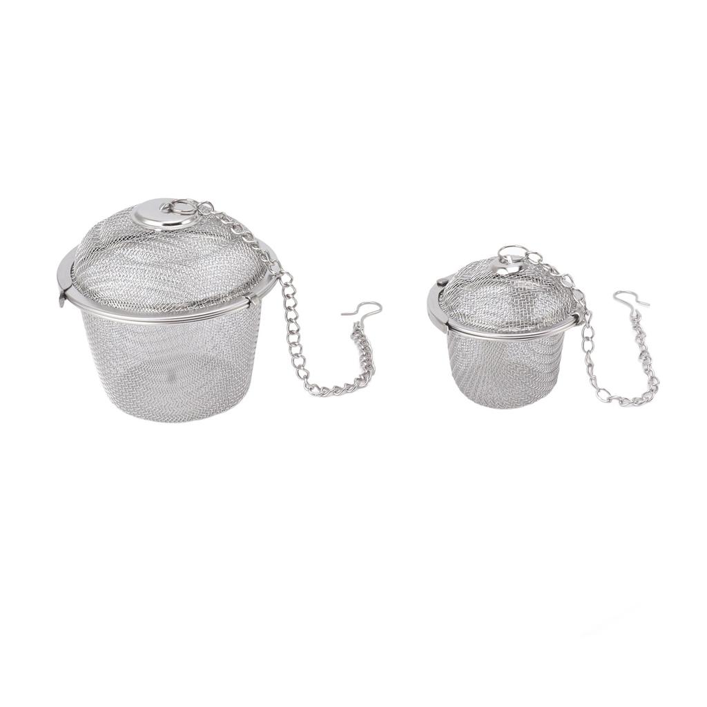 2pcs Mesh Tea Ball Stainless Steel Tea Strainer with Long Hook Chain for Spice Soup Tea Herbs Diameter: 4.5cm 1.8in+