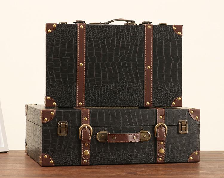 Vintage American Retro Leather-Wooden Suitcase Display and Photography Prop