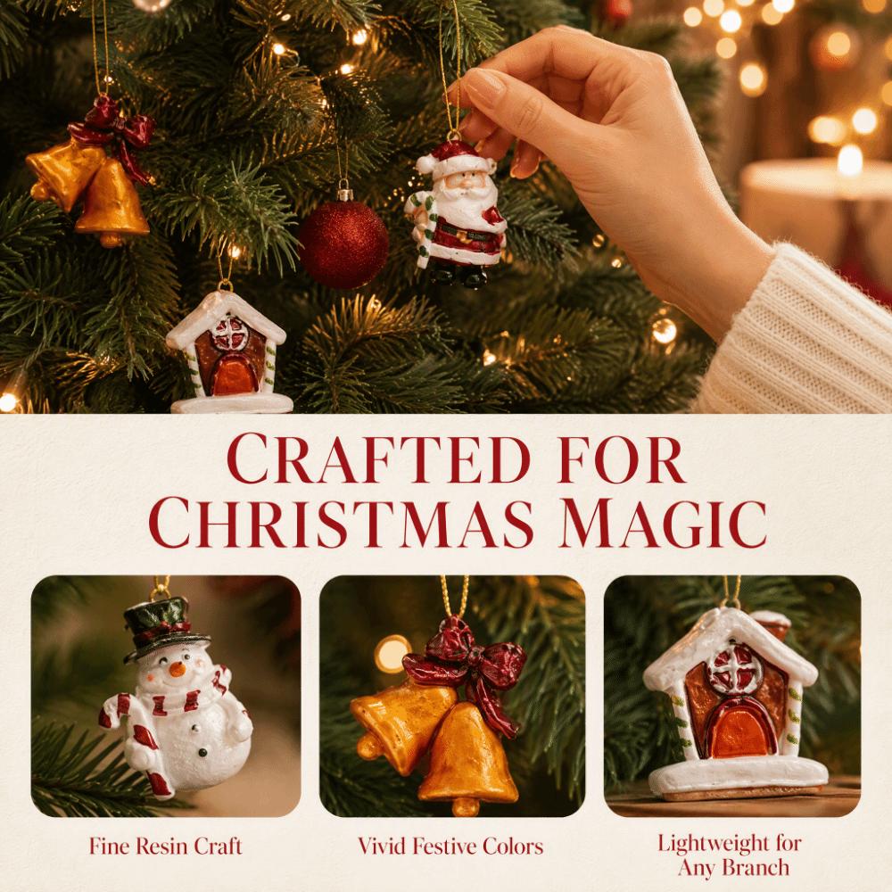 Santa Motif Xmas Ornaments Resin Tree Hanging Decor Cute Resin Charms  Home Decor