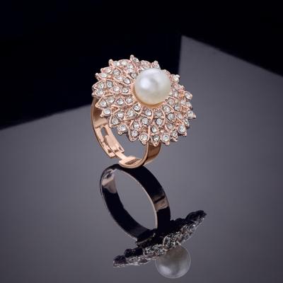 Dames Verstelbare Designer Ring in Roségoud met Kristallen
