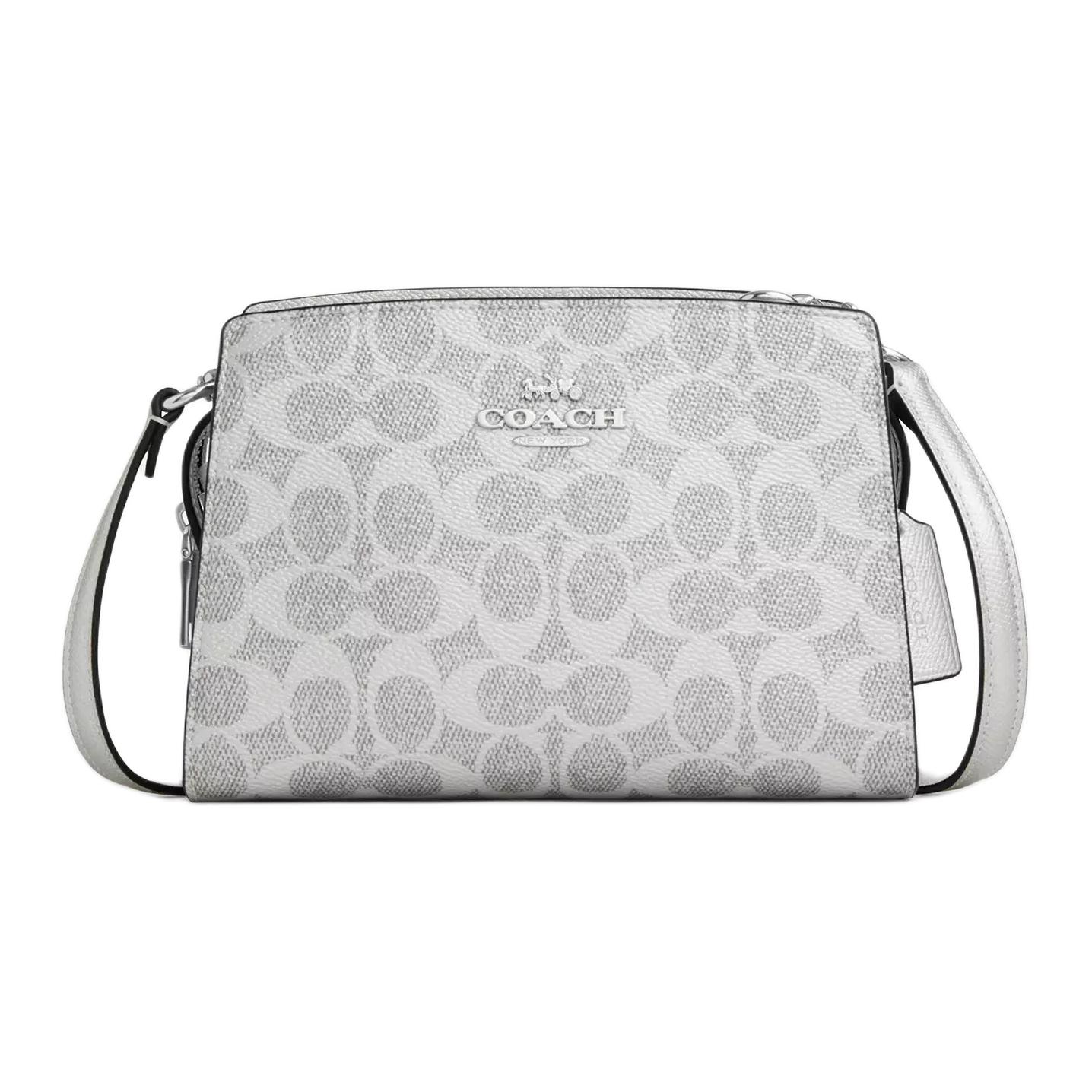 

Coach 20 Metallic Crosshatch Coated Canvas Crossbody Bag Small Women bags Silver CCK70-SVYGP Basic Set (Bag+Dust Bag)