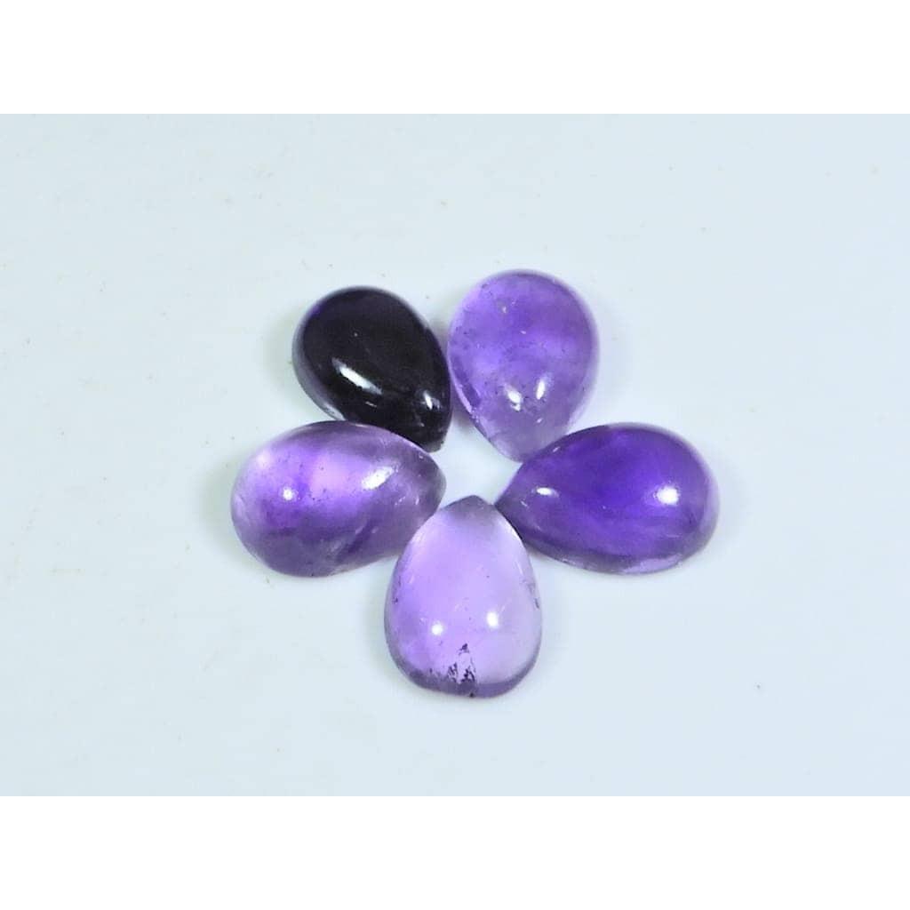 9X13MM Natural Amethst Ring Size Pear Cabochon Loose Gemstone 5Pcs Lot 23Cts A-435