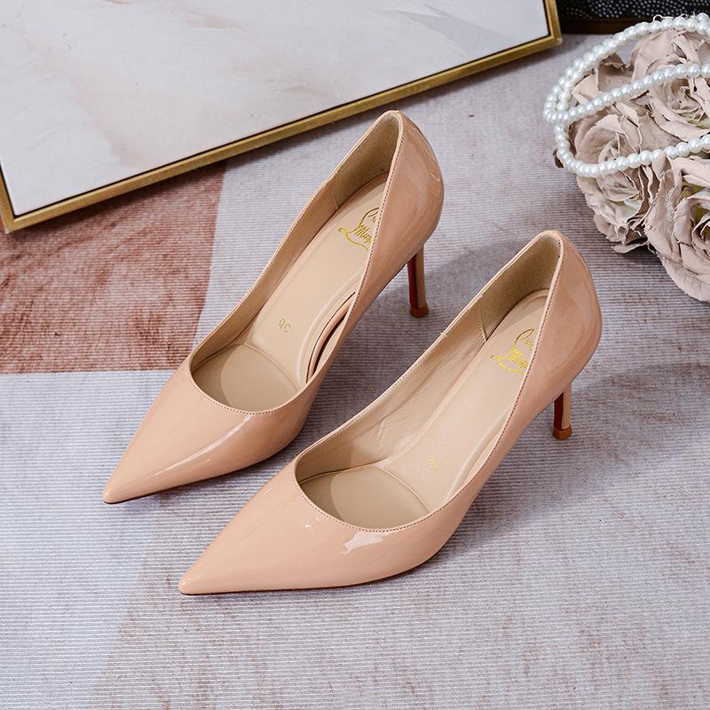 Spot ZS333 Huizhou high heels fashion thin heels high temperament nude French light mouth pointed single shoes women