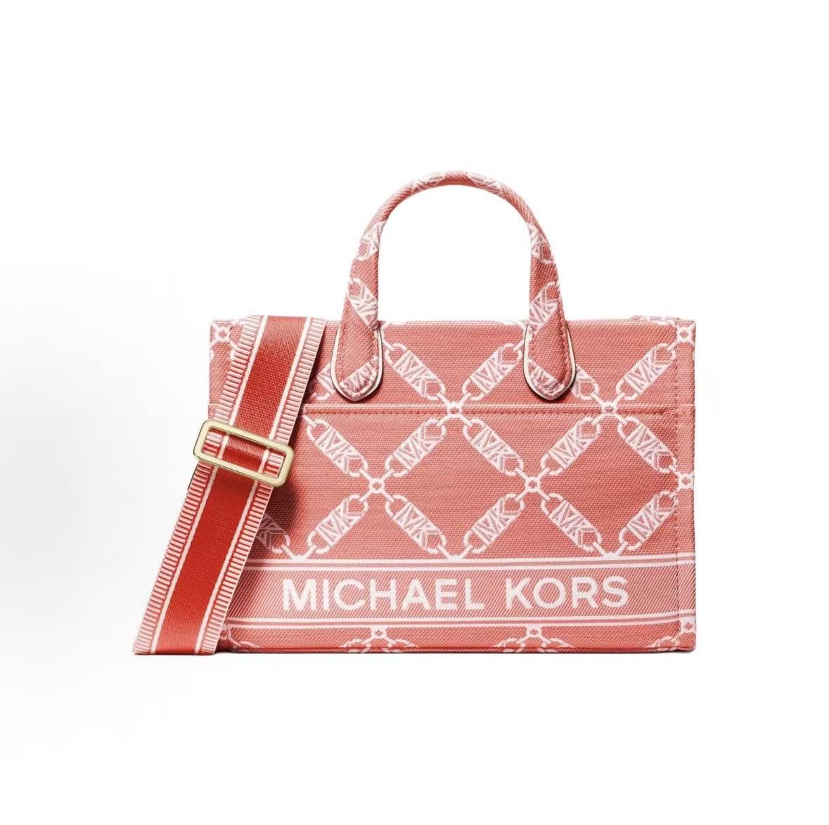 

Michael Kors Gigi Diamond Pattern Logo Fabric Tote Bag Women Tote Bags Coral-Red 30S4G3GM5J-886 Basic Set (Bag+Dust Bag)