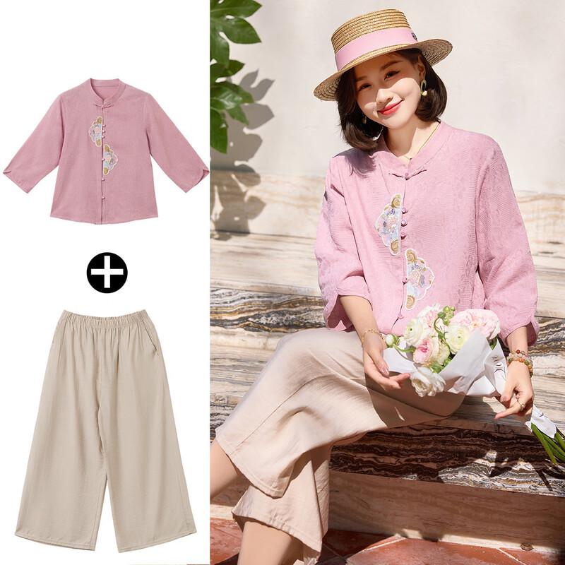 

Women s Ethnic Print Cotton 3/4 Sleeve Top & Capri Set 3XL