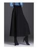 Women's Woolen Wide-Leg Cropped Pants - High-Waisted, Plus Size, Black Palazzo for Autumn/Winter 2025