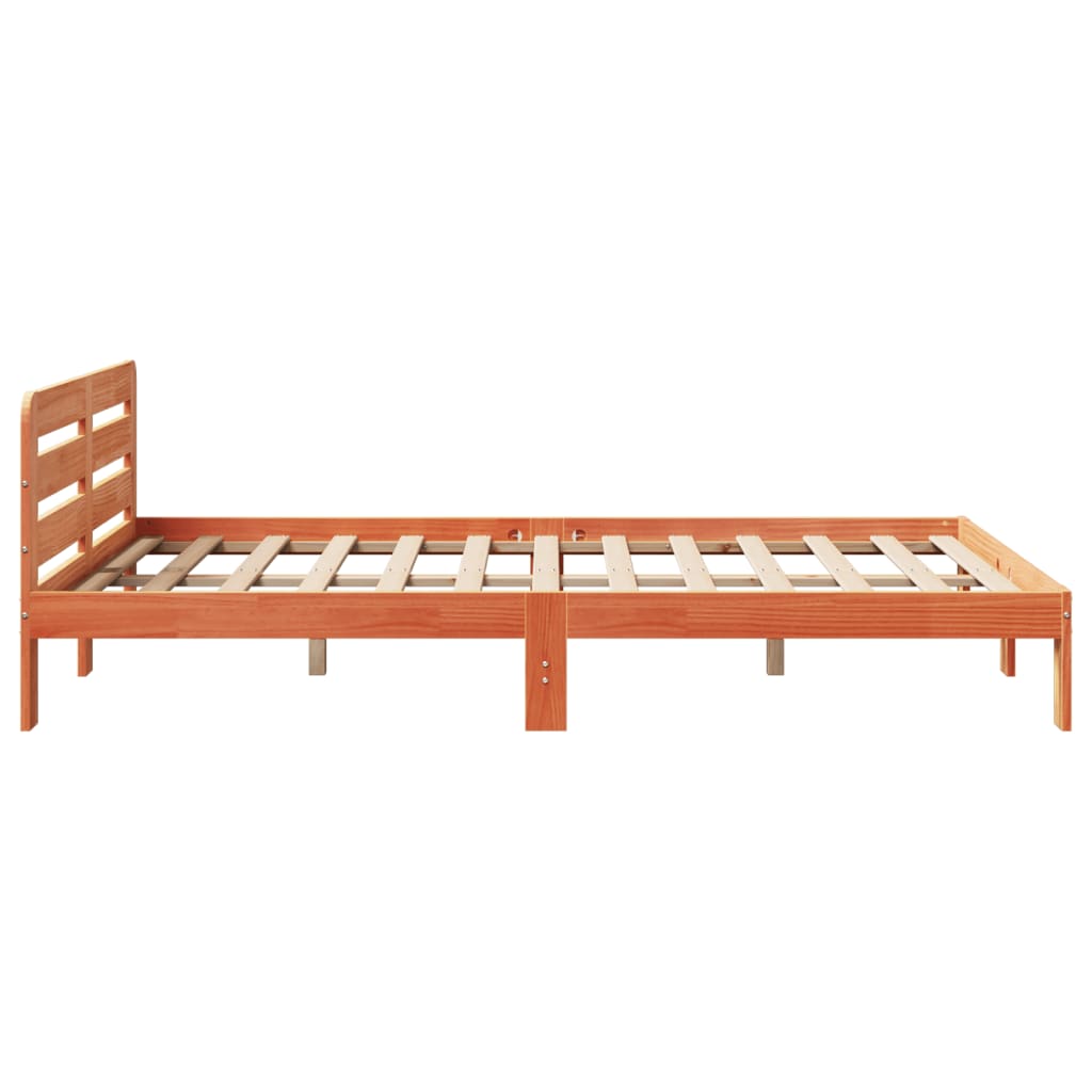 Solid Wood Bed Without Mattress Wax Brown 120x190 Cm Pine Wood