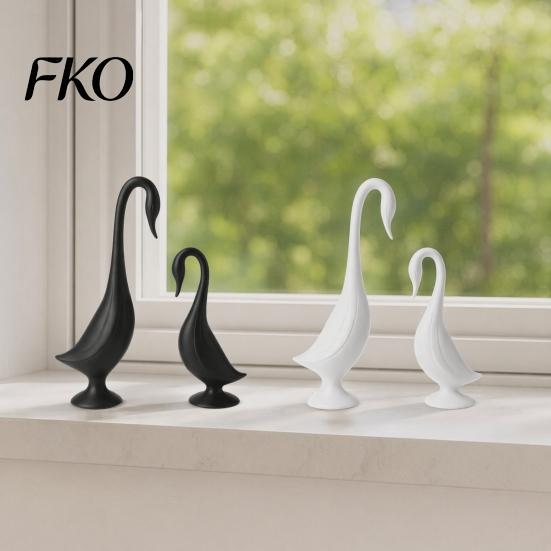 Niche Art Gift 2Pcs 3D Printed Swan Figurine, Artistic Sculpture with Stable Base, Decorative Double Ornament Ornaments, Minimalist Animal for