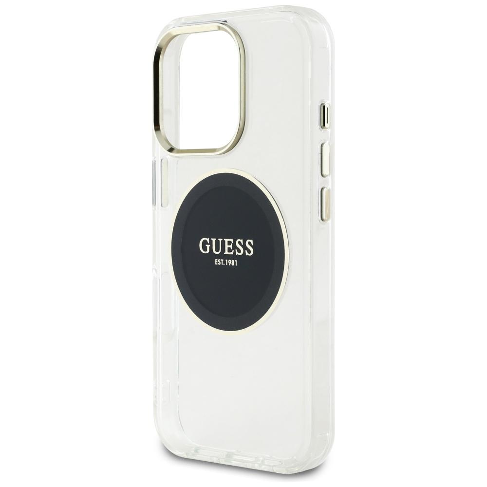 Guess IML Metal Colored Circle Classic Logo MagSafe case for iPhone 16 Pro black