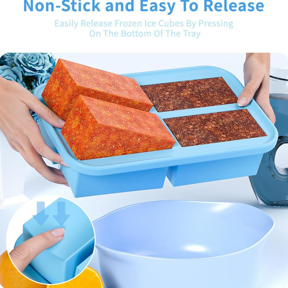 1 Cup Silicone Freezer Trays with Lid, Soup Freezer Trays & Molds & Containers,Large Silicone Ice Cube Tray For Freezing