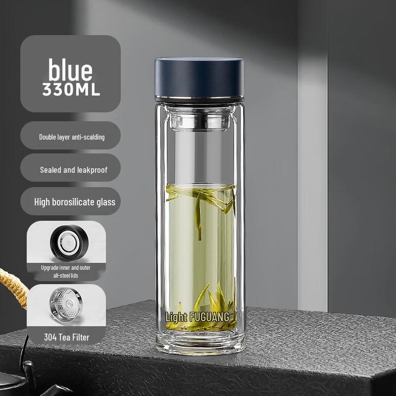 Стеклянная бутылка-заварник Fuguan G2424 с двойными стенками 330ml