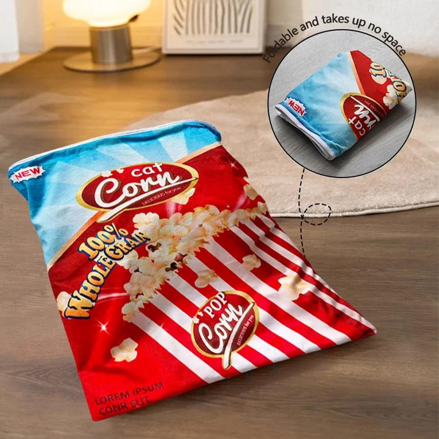 6 Gourmet Pattern Designs Cat Tunnel Toy, Collapsible Interactive Cat Drill Bag Pet Toy With Plush Ball, Cat Tunnel Bag