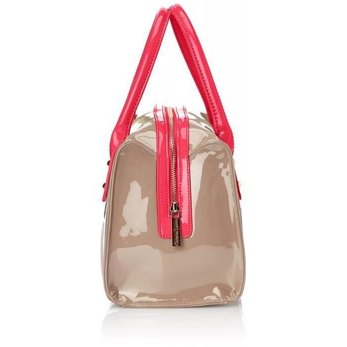 Sac bowling - CHRISTIAN LACROIX - Jonc 3 - Taupe-Rose - Synthétique - Porté Main