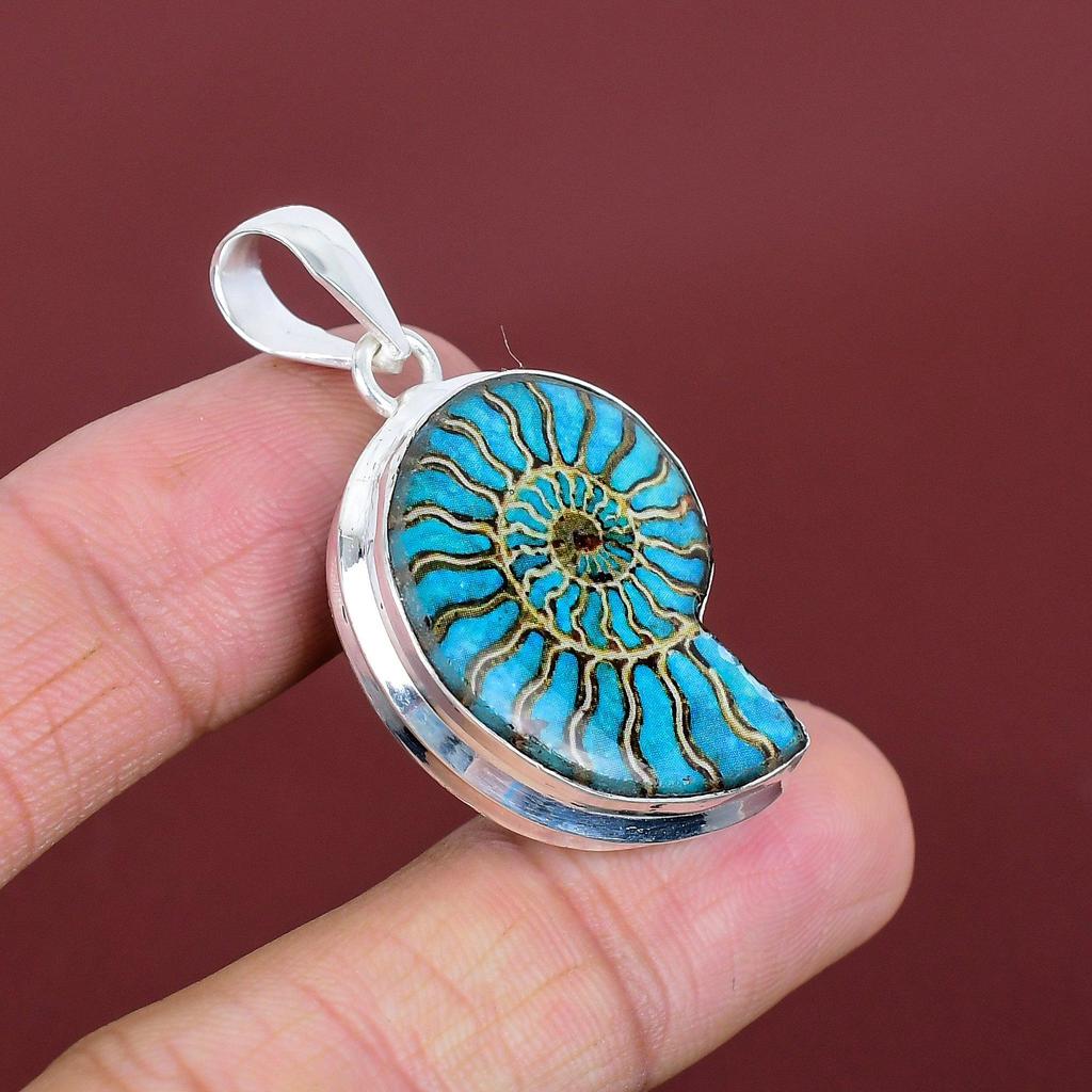 Ammonite opal doublet pendant handmade very pretty gemstone jewelry 925 sterling silver pendant dainty pendant anniversary gifts