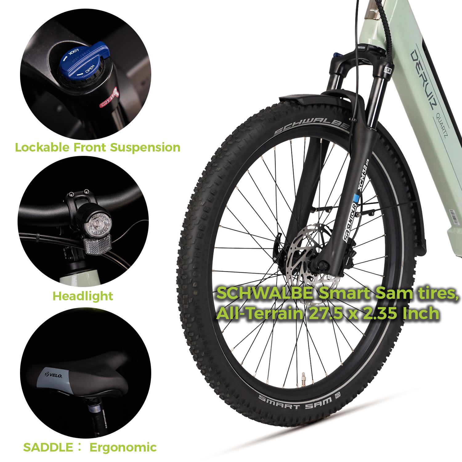 DERUIZ Quartz E-Bike 28 Pollici – Motore 250W, Batteria 48V 13,4Ah, Autonomia 161 Km, Sensore Di Coppia, Freni Idraulici