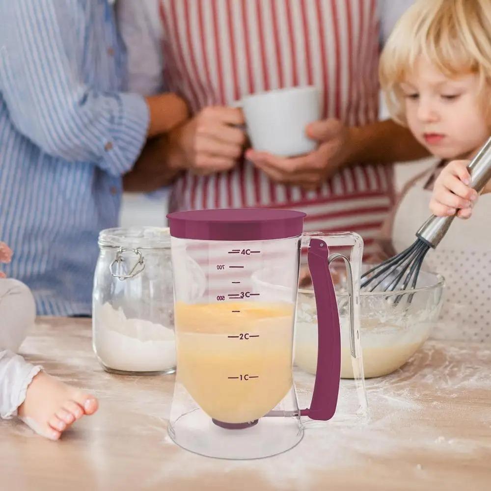 Hand-Held Pancake Batter Dispenser Scaled Batter Funnel BPA Free Crepes Batter Separator  Cream