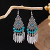 Bohemian Fringed Turquoise Earrings, Retro Minority Style Earrings, Personalized Temperament Earrings.