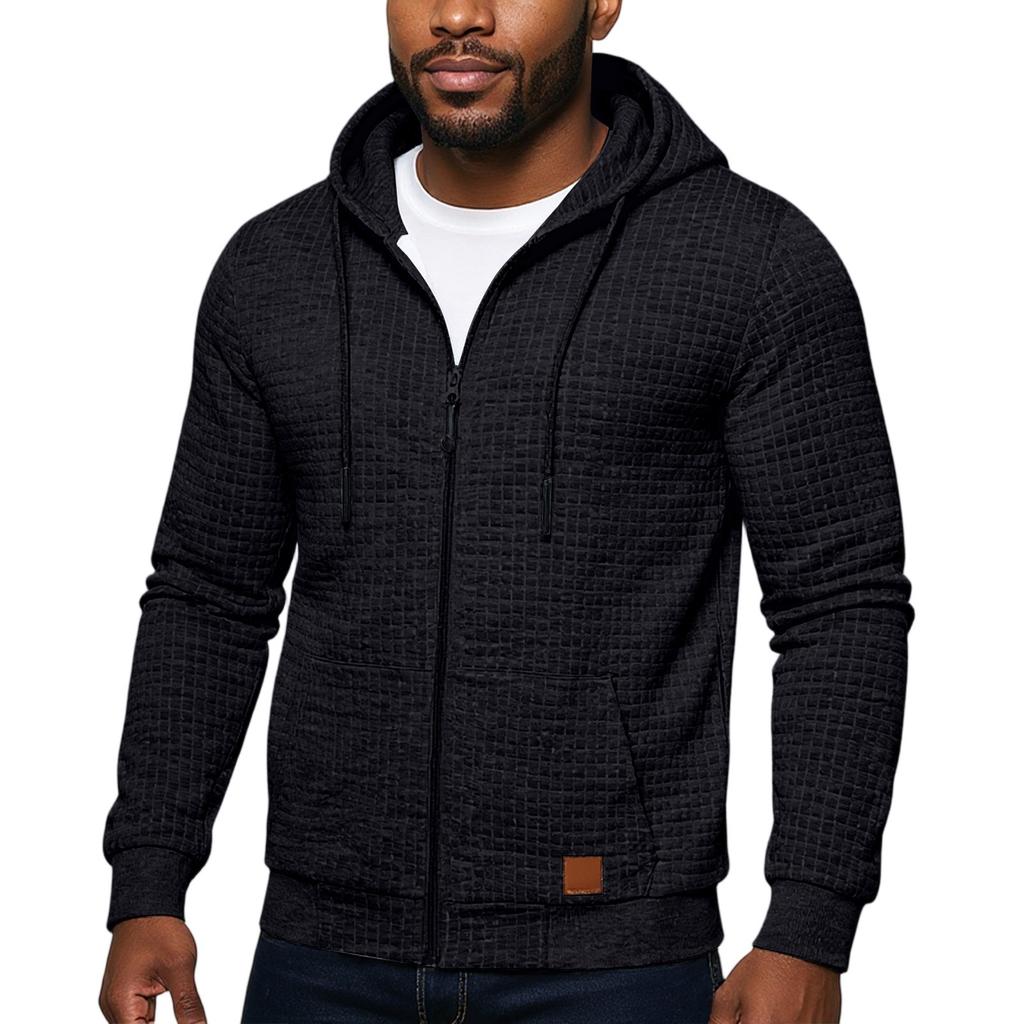 Men's Hooded Sweatshirt, Contrasting Color Sweatshirt, Sports  Zipper Casual Jacket