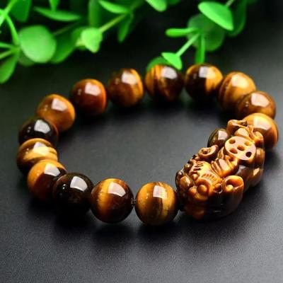 Natural Yellow Tiger Eye Stone Quartz Crystals Bracelets Protection Good Luck Mental Clarity 12mm Beads Men Women Wristband Jewelry Accessories