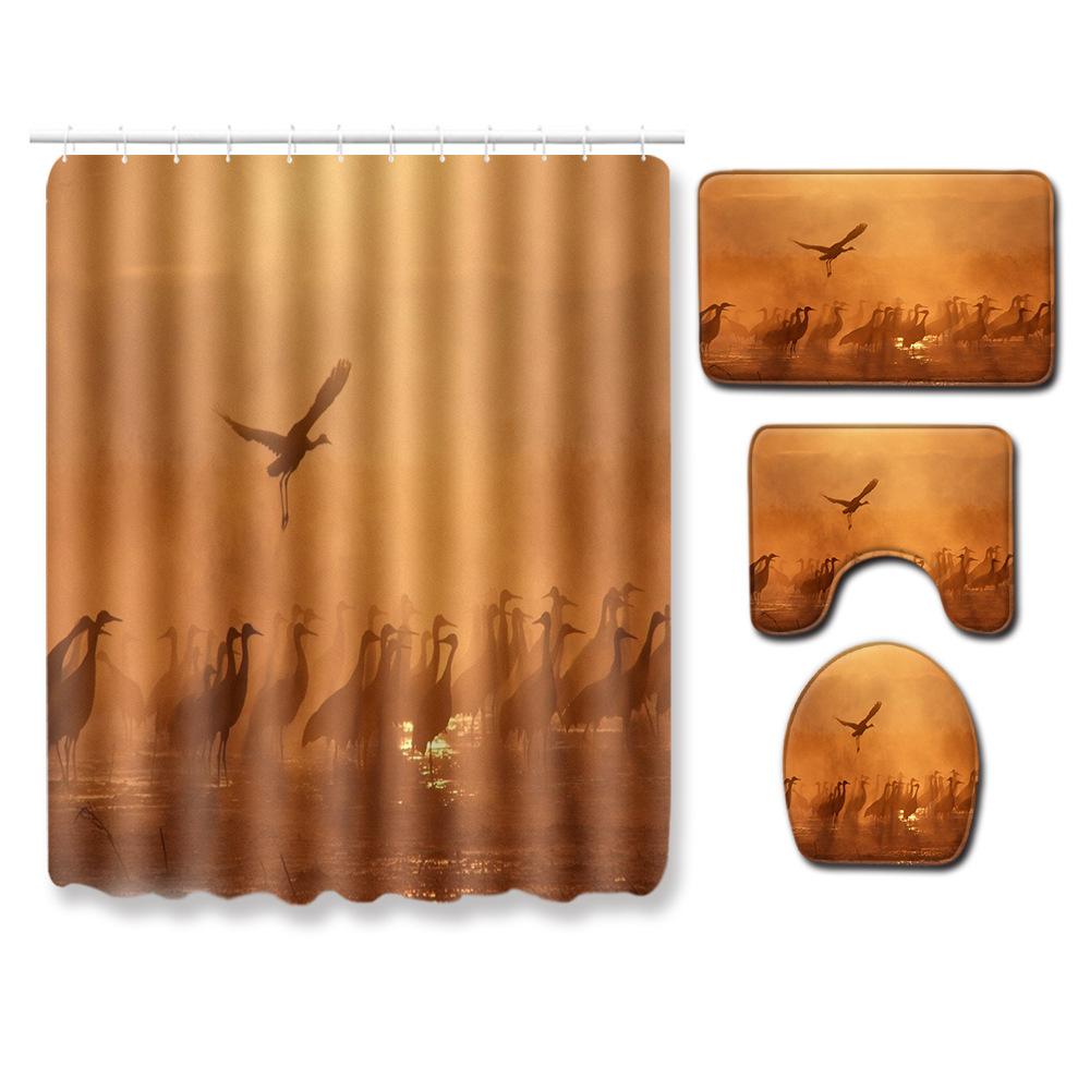 Flamingo Rohožka Koupelnová Protiskluzová Podložka na Podlahu Kombinace Sprchového Závěsu Koberec Evropský a Americký Styl Exploze Žena