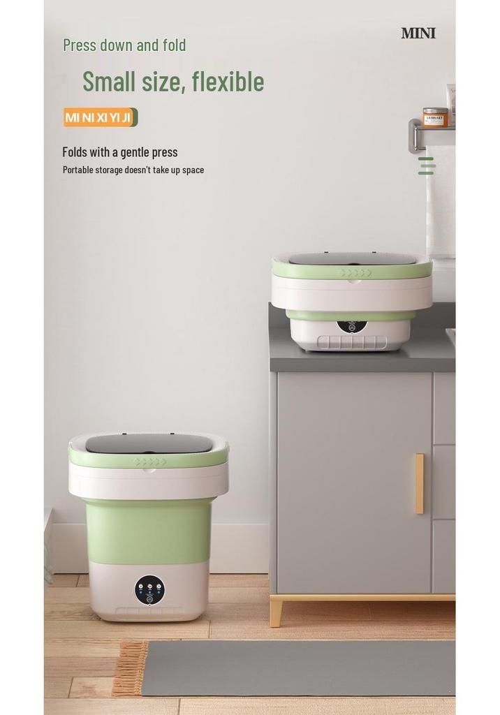 Portable Folding Mini Washing Machine - 12L Automatic for Underwear & Dorms