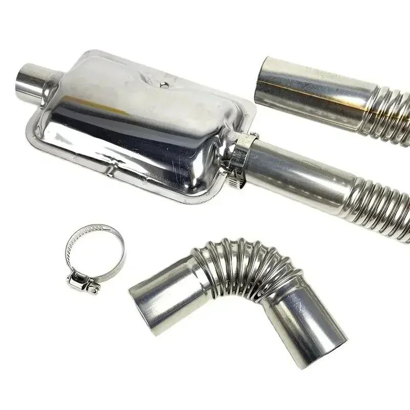 Chauffage de stationnement à air diesel 60-300 cm Tuyau d'échappement en acier inoxydable Tube Tuyau de ventilation Connecteur coudé Raccord avec pince Pour voiture Camion Van