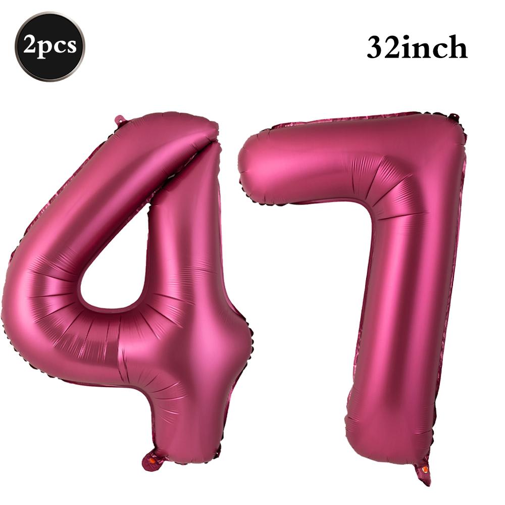 Giant 32 Inch Number Balloon Set Metallic Rose Red Foil Helium Balloon Kit DIY Happy Birthday Party Decor Kids Adult Anniversary