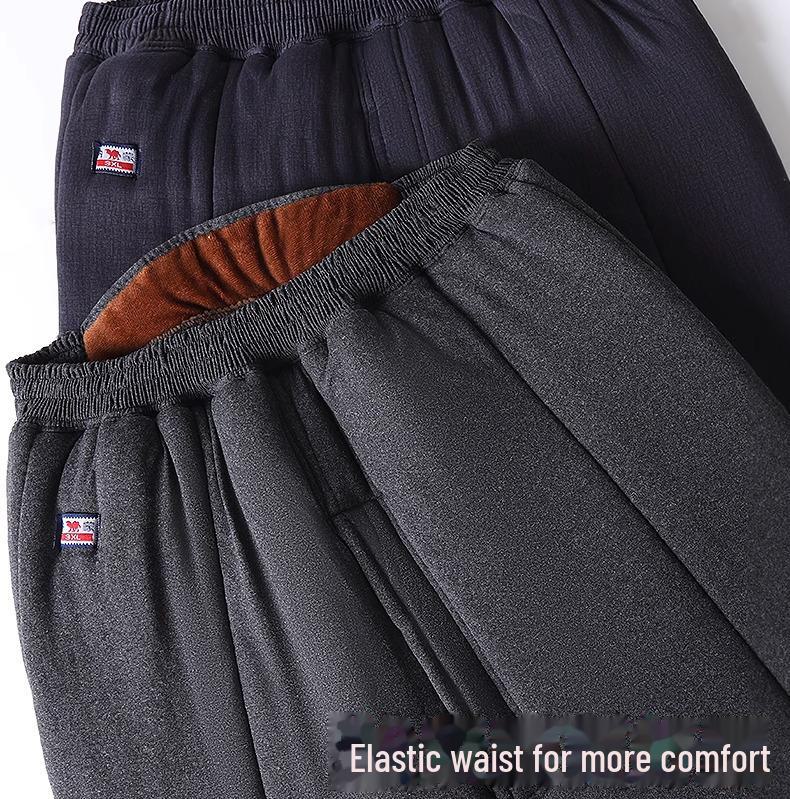 Pantaloni Invernali da Uomo Ispessiti in Pelo di Cammello: Pantaloni caldi foderati in velluto per persone di mezza età e anziane.