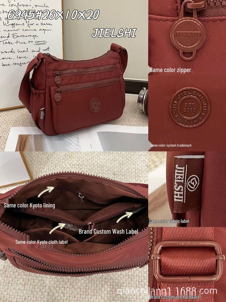 2025 Fashion Lightweight Multi-Layer Nylon Dumpling Crossbody Bag for Women