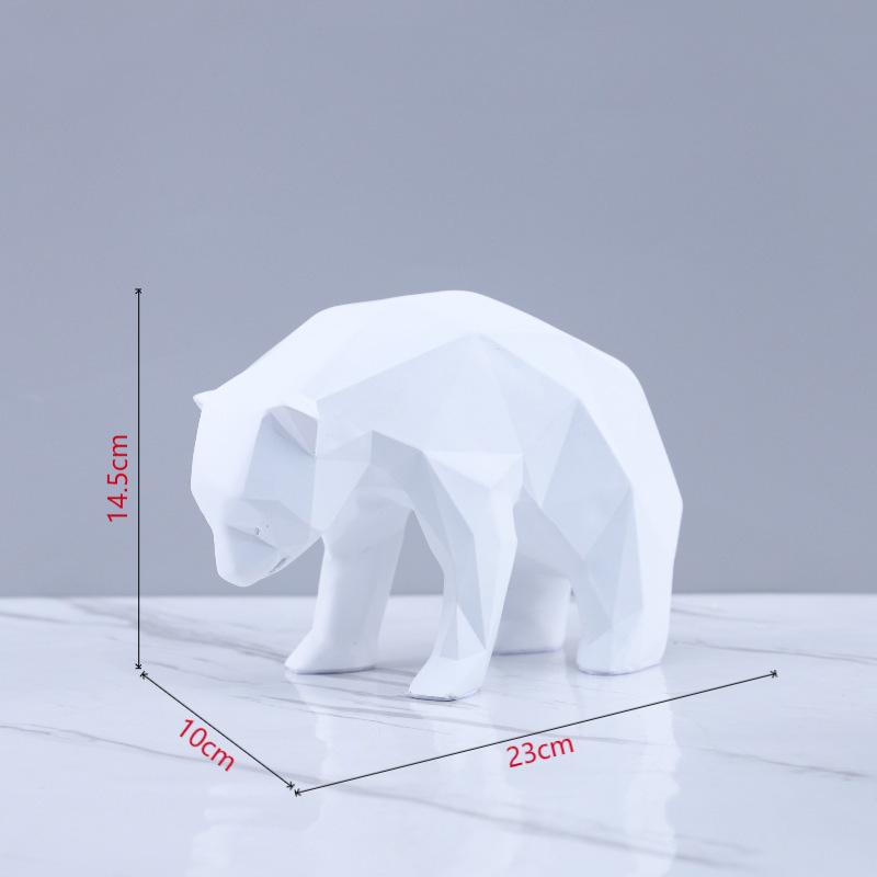 Geometric Resin Polar Bear Statue Desk Decoration Ornaments Creative Abstract Animal Resin Sculpture Room Aesthetic Decor